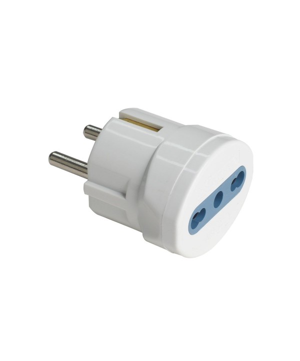 Adattatore Spina Elettrica 2P+T 16A Schuko con 1 Presa Bipasso 2P+T 10A/16A 250V Max 1500W Bianco