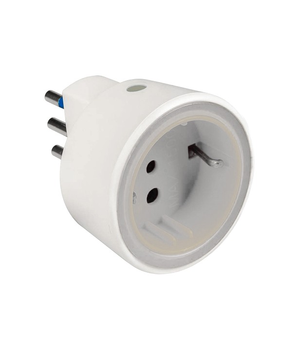 Adattatore Spina Passante Con Luce Notturna e Sensore Crepuscolare Massimo 1500W