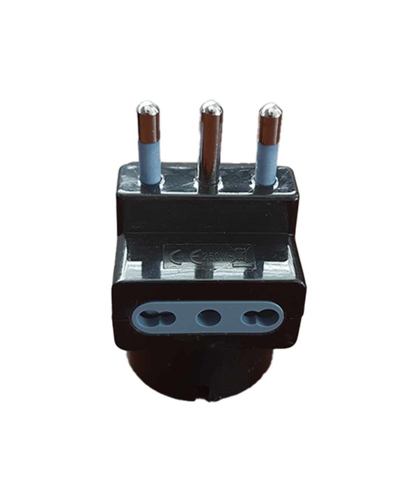 Adattatore Tripla Spina Elettrica 2P+T 16A con 2 Presa Bipasso 10A/16A 2P+T e 1 Presa Ita 10A / Schuko 16A 250V Max 1500W Nero