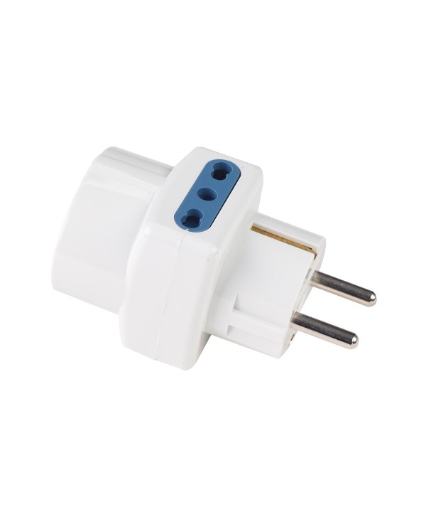 Adattatore Tripla Spina Schuko 16A con 2 Prese Bipasso 10A/16A 2P+T e 1 Presa Universale 10/16A Schuko