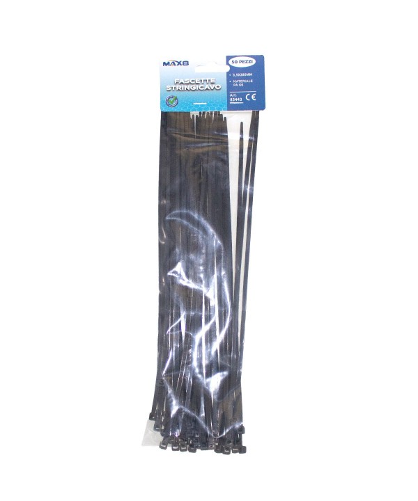 50 Pezzi Fascette Stringicavo Nero 3,5 X 280 MM