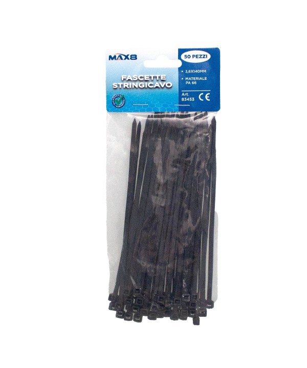 50 Pezzi Fascette Stringicavo Nero 3,6 X 140 MM