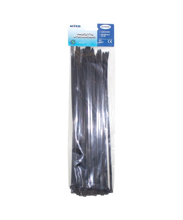 50 Pezzi Fascette Stringicavo Nero 4,8 X 300 MM