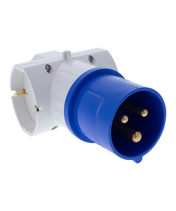 Adattatore Spina Industriale CEE 2P+T 16A 250V + 3 Prese Schuko/Bipasso/EU