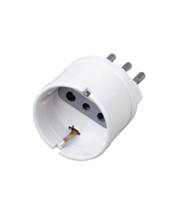 Adattatore Spina Elettrica 10A 2P+T Con 1 Presa Schuko 10A 250V Bianco Max 1500W SKU-8719