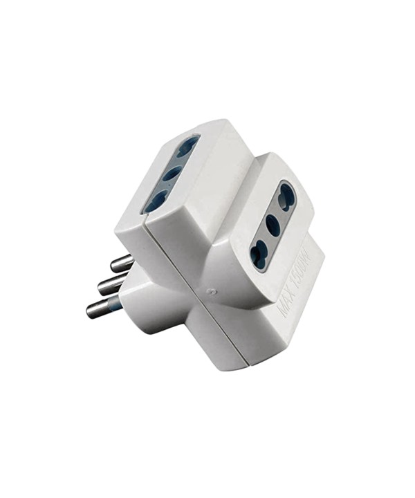 Adattatore Spina Elettrica 16A 2P+T Con 3 Prese 10/16A 250V Bianco Max 1500W SKU-8722