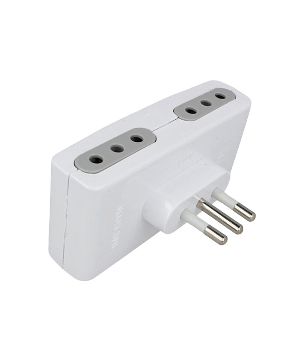 Adattatore Quadruplo Spina Piccola 10A Con 4 Prese Italiana 10A 2P+T Bianco SKU-8725