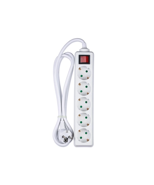 Multipresa Ciabatta Elettrica 5 Posti Schuko Spina Tipo Ibrido F + E Cavo Lunga 1,5 Metri Con Interruttore SKU-8766