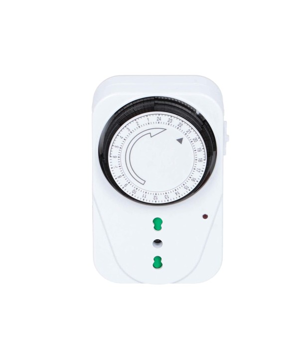 Temporizzatore Meccanico Timer Regolabile 24 Ore Con Spina 16A Presa Bipasso 10/16A Max 3680W