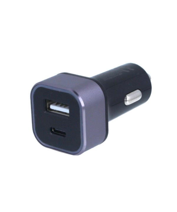 Caricatore Da Auto 2 Porte USB C PD USB-A 2,4A Ricarica Rapido Massimo 32W Quadrata 29X29mm