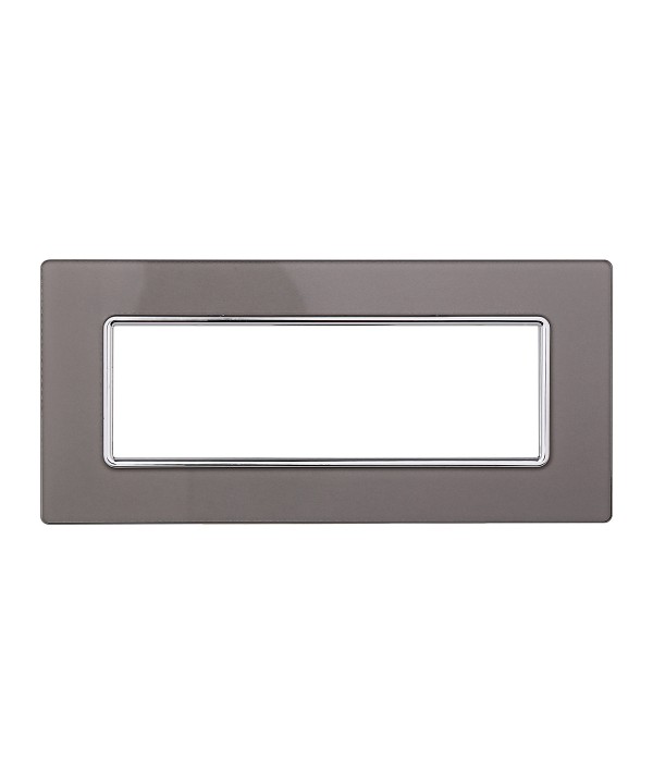 ETTROIT Placca In Vetro Serie Solar 6P Colore Silver Compatibile Con Bticino Matix