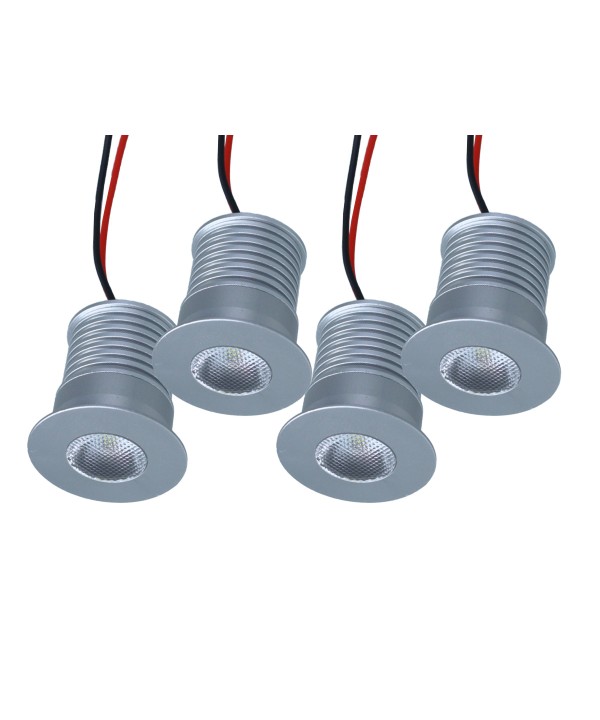 4 PZ Mini Faretto Led Da Incasso 3W DC 12V 24V Neutro 4000K Angolo 25 Gradi Foro 30mm 35X35mm