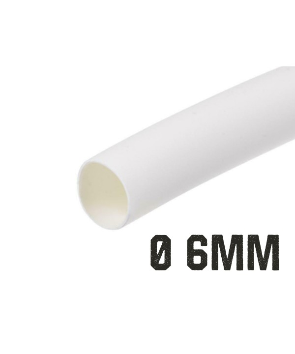 1 Metro Tubo Guaina Termorestringente Diametro 6mm Colore Bianco