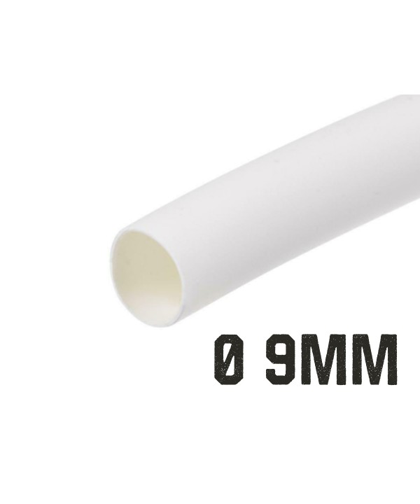 1 Metro Tubo Guaina Termorestringente Diametro 9mm Colore Bianco