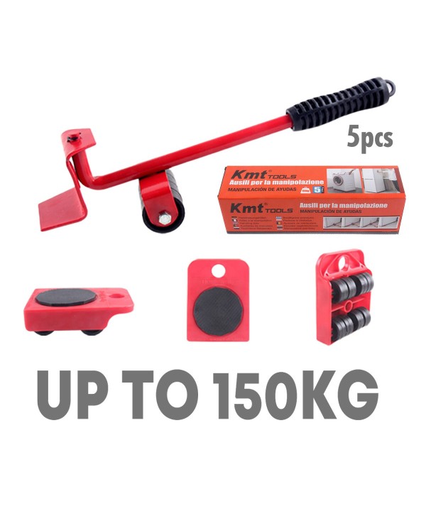 Sollevatore Mobili Set di 1pz Barra di Leva e 4pz Rullo di Trasporto Supporta Massimo Peso 150 Kg