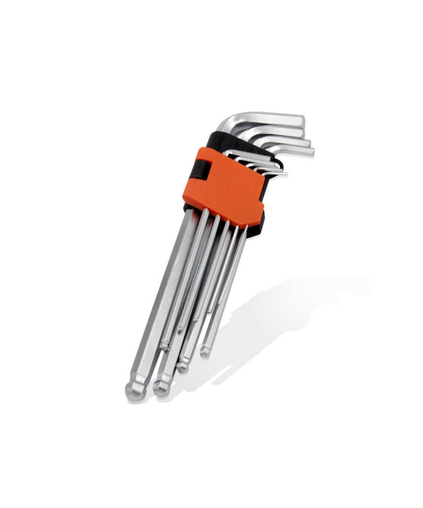 9 Chiavi Esagonali a Brugola Sfera 1,5mm-10mm Taglio Grande Lunghezza Da 92mm Fino 225mm