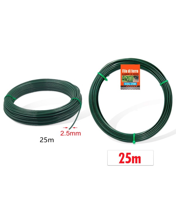 Filo di Ferro Rivestito in PVC Flessibile Modellabile Pieghevole Filo di Alluminio Spessore 2.5mm x 25m Verde