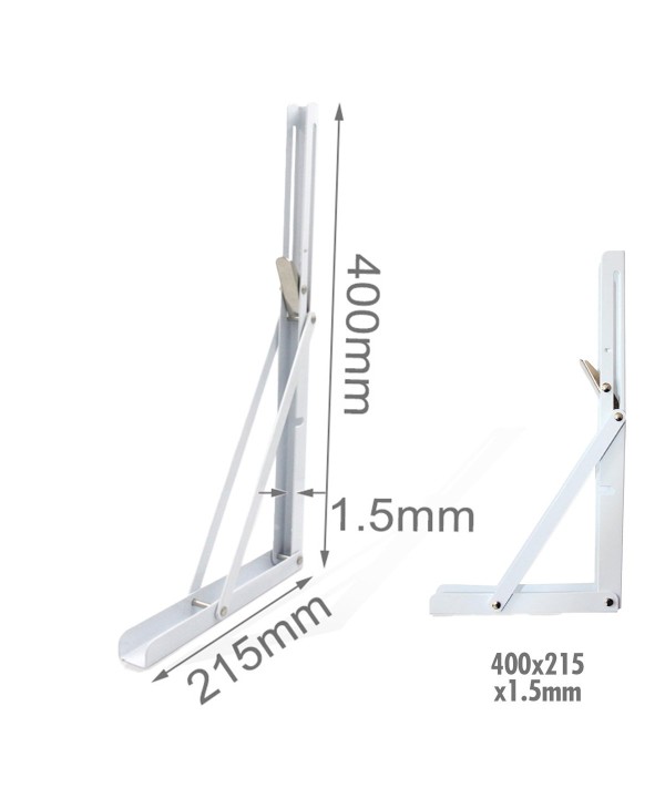4 Pezzi Supporto Staffe da Muro Phiegevole Supporto Triangolare Phiegevole per le Mensole Finitura Bianca Misura 400x215 Spessore 1.5mm
