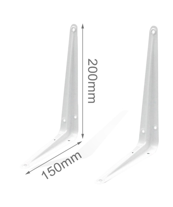 4 Pezzi Supporto Staffe da Muro Supporto Triangolare per le Mensole Finitura Bianca Misura 200x150mm