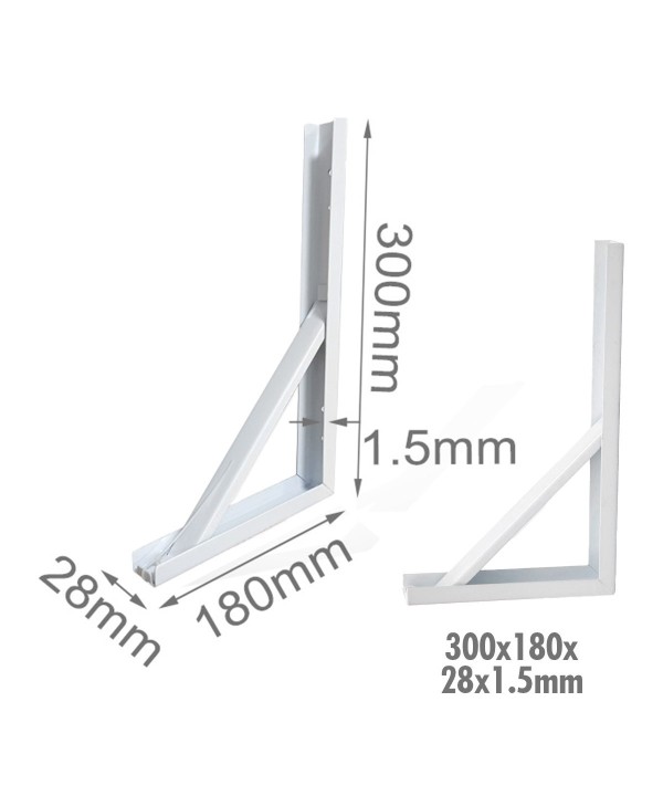 4 Pezzi Supporto Staffe da Muro Supporto Triangolare per le Mensole Finitura Bianca Misura 300x180x28x Spessore 1.5mm