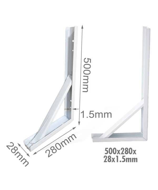4 Pezzi Supporto Staffe da Muro Supporto Triangolare per le Mensole Finitura Bianca Misura 500x280x28x Spessore 1.5mm