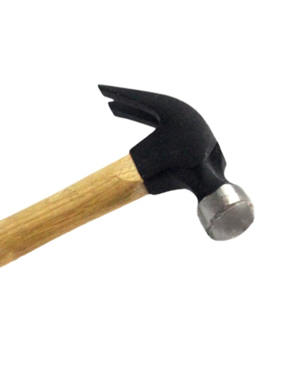 Martello in Acciaio da Carpentiere Muratore con Testa Tirachiodi Manico in Legno Resistente 298x108mm Peso 250g