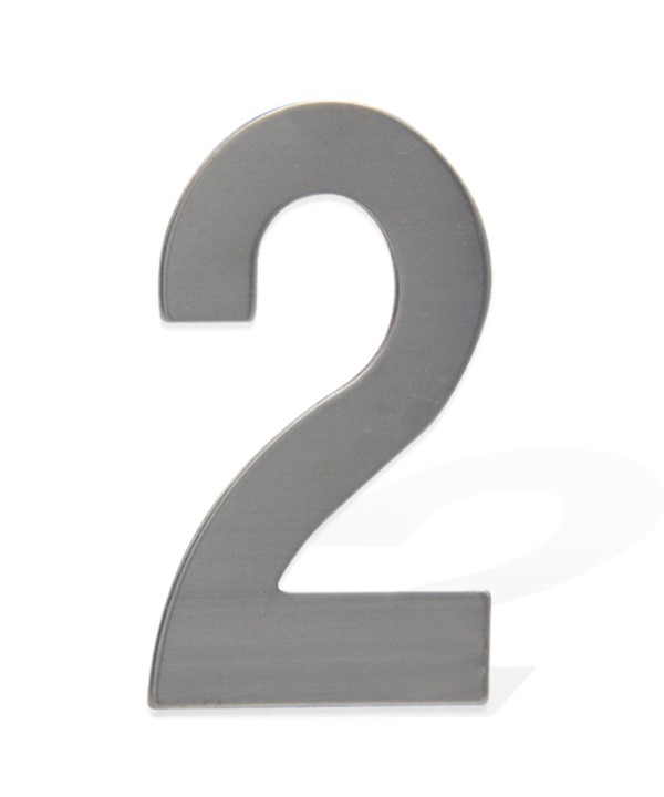 Numero Civico Adesivo Numero 2 in Acciaio Inossidabile Colore Cromato 75mm
