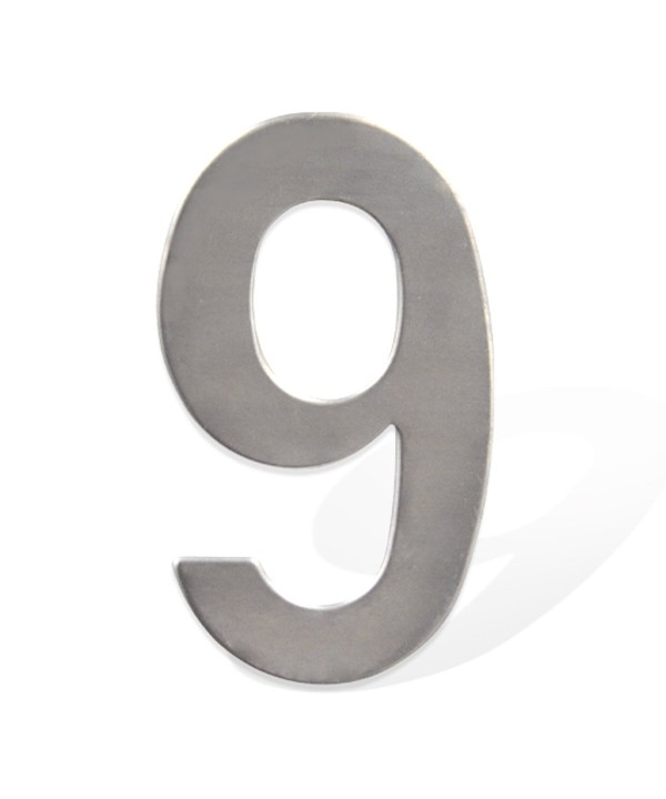 Numero Civico Adesivo Numero 9 in Acciaio Inossidabile Colore Cromato 75mm