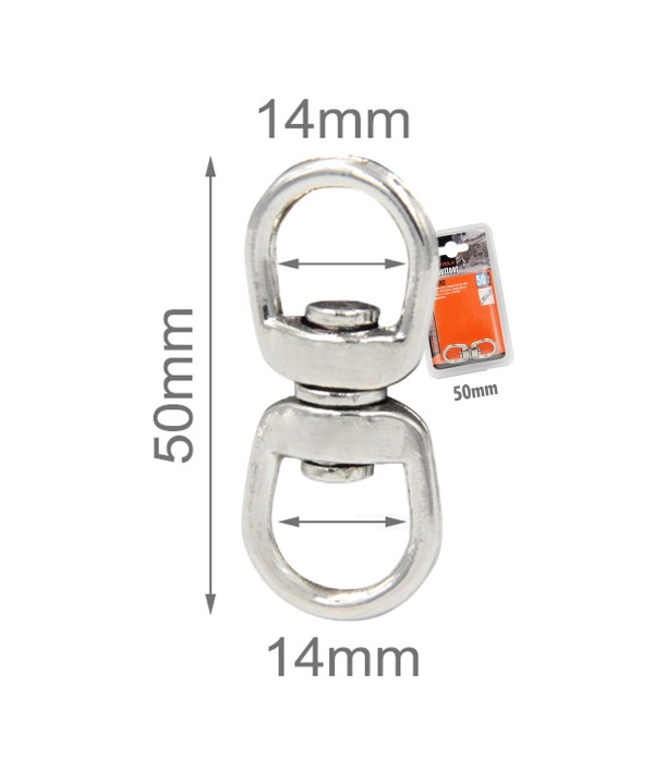 Moschettoni a Innesco Gancio a Occhiello Doppio Girevole in Acciaio Inossidabile 14x50mm