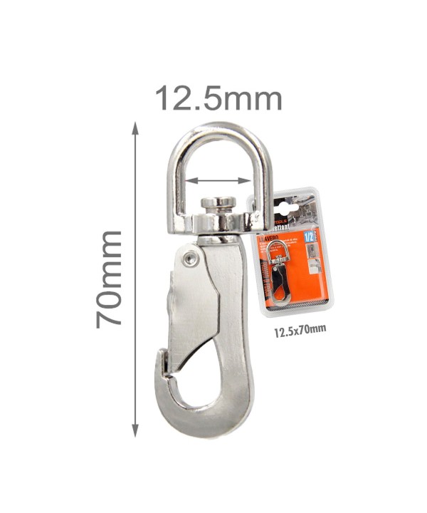 Moschettone Gancio per Portachiavi in Acciaio Inossidabile Gancio per Collare Corda Borse Ecc 12.5x70mm