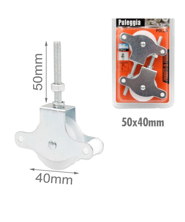 2 Pezzi Puleggia Vite con Bullone in Acciaio Inox con Ruota Incluso Vite da Fissaggio 50x40mm Puleggia Stendibiancheria Sicura