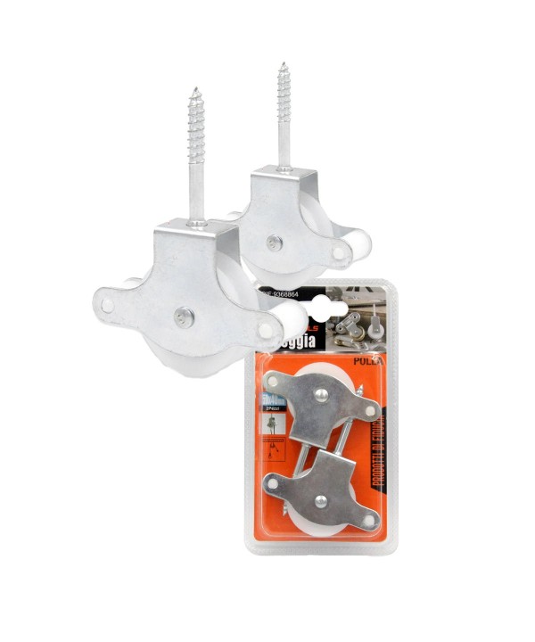 2 Pezzi Puleggia Autofilettante in Acciaio Inox con Ruota Incluso Vite da Fissaggio 40x40mm Puleggia Stendibiancheria Sicura