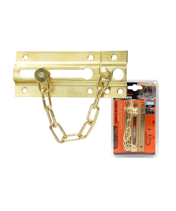 Catena per Porta Anteriore Serratura Porta Sicurezza in Acciaio Inossidabile ORO 110x45mm