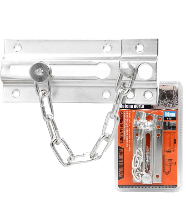Catena per Porta Anteriore Serratura Porta Sicurezza in Acciaio Inossidabile ARGENTO 110x45mm