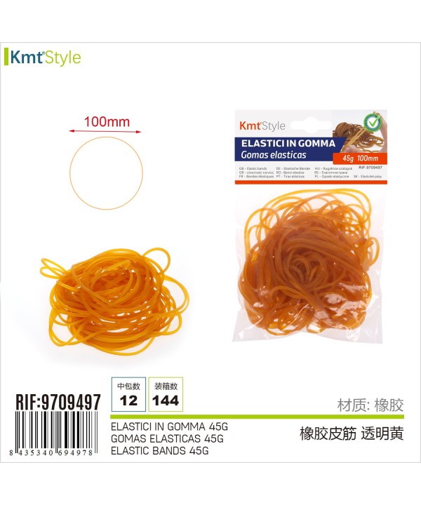 12 Confezioni Elastici in Gomma Monocolore Diametro 100mm Totale 45 grammi