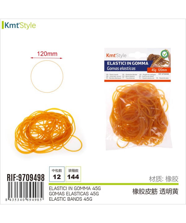 12 Confezioni Elastici in Gomma Monocolore Diametro 120mm Totale 45 grammi