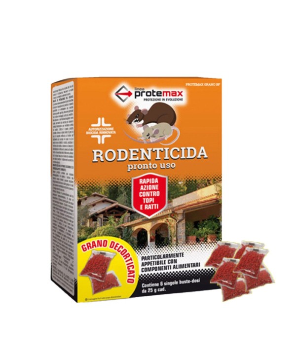 Veleno per Topi 6 Buste da 25g Rodenticida Pronto per Uso Interno e Esterno Super Efficace Contro Topi e Ratti Made in Iitaly