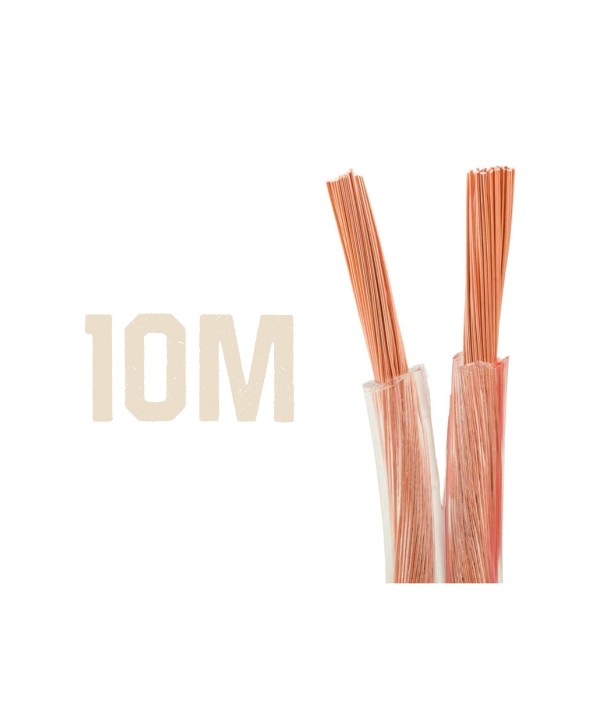 10 Metri Cavo Piattina Trasparente 2X1,0mmq Per Filo Elettrico Altoparlanti Stereo Audio Casse
