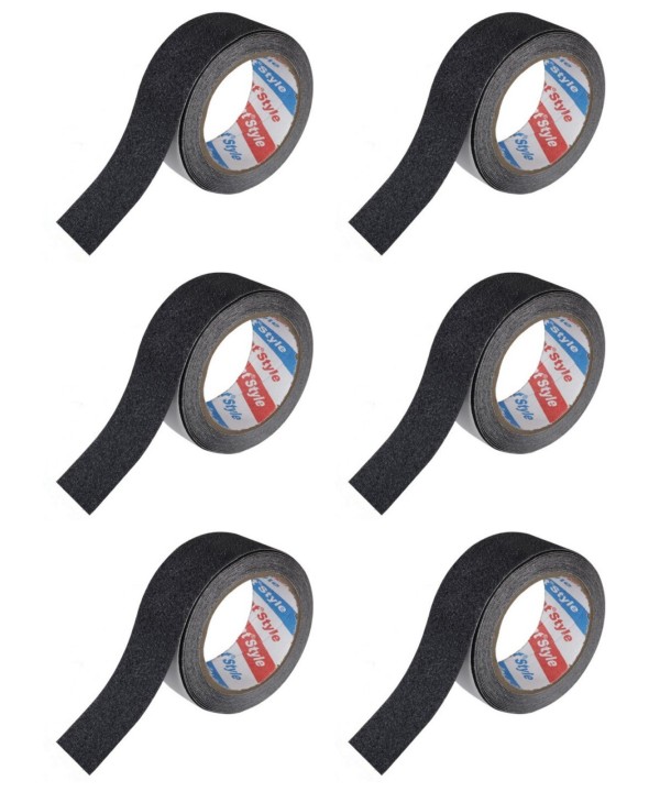 6 Pezzi Nastro Adesivo Antiscivolo Nero 36mm X 5mt