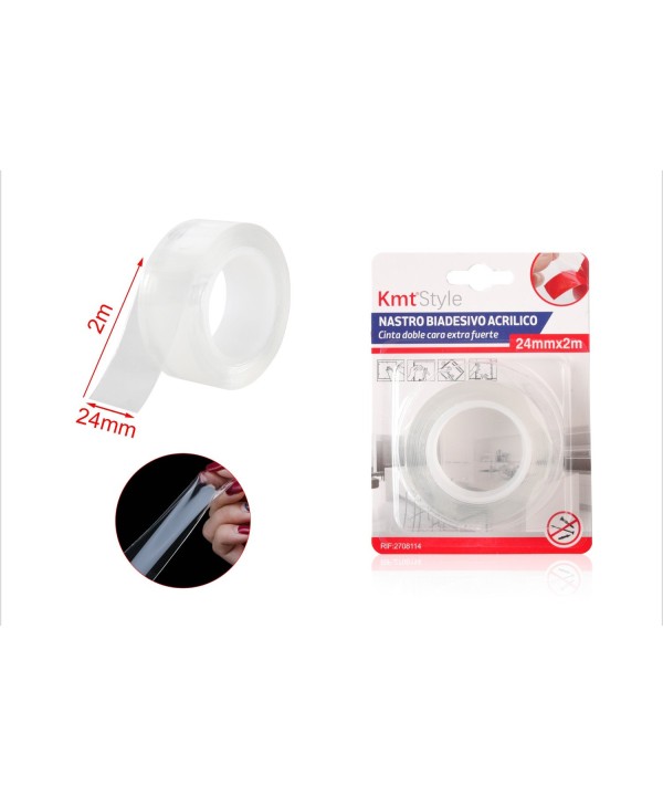 Nastro Biadesivo Acrilico Extra Forte Trasparente 24mm X 2MT