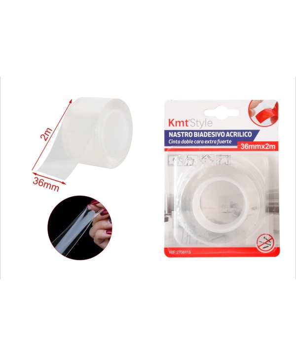 Nastro Biadesivo Acrilico Extra Forte Trasparente 36mm X 2MT