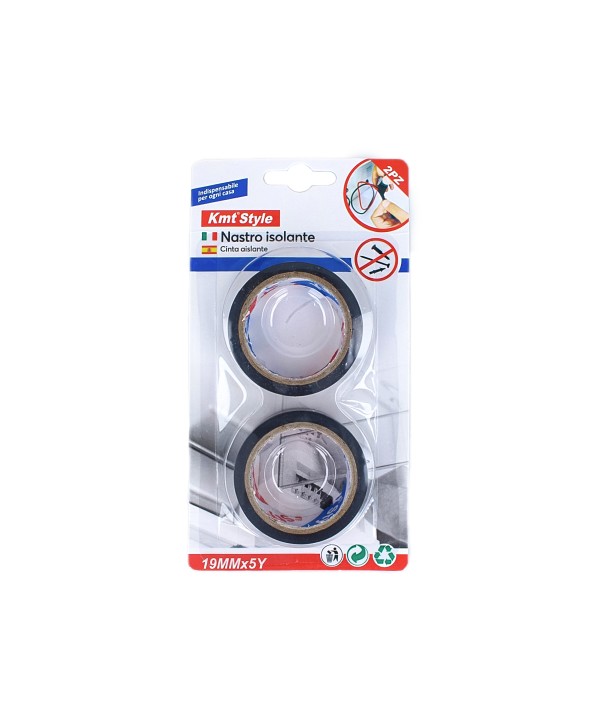 2 Nastri Isolanti Elettrici in PVC 19mm X 5m Colore Nero