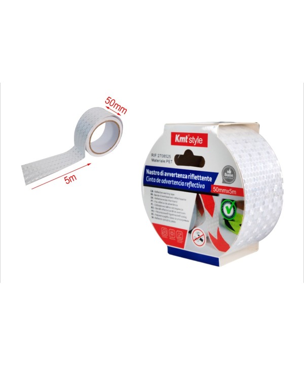 Nastro Adesivo Riflettente 50mm X 5MT Bianco Catarifrangente Ad Alta Visibilità
