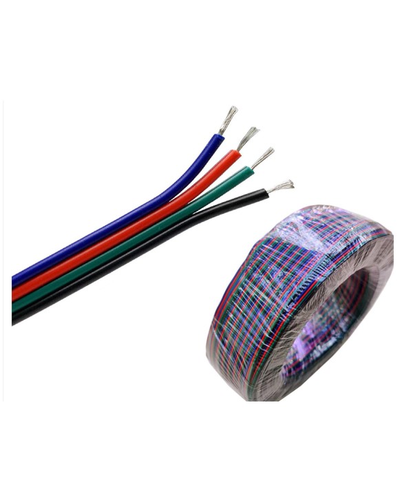 100 Metri Cavo Filo Elettrico Piattina Quadri Polare 4X0,25 mmq Cavo di Prolunga Per Striscia Led RGB