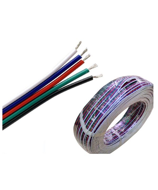 100 Metri Cavo Filo Elettrico Piattina Penta Polare 5X0,25 mmq Cavo di Prolunga Per Striscia Led RGBW