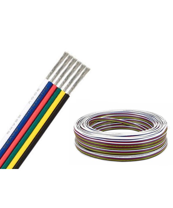 100 Metri Cavo Filo Elettrico Piattina Esa Polare 6X0,25 mmq Cavo di Prolunga Per Striscia Led RGBWW