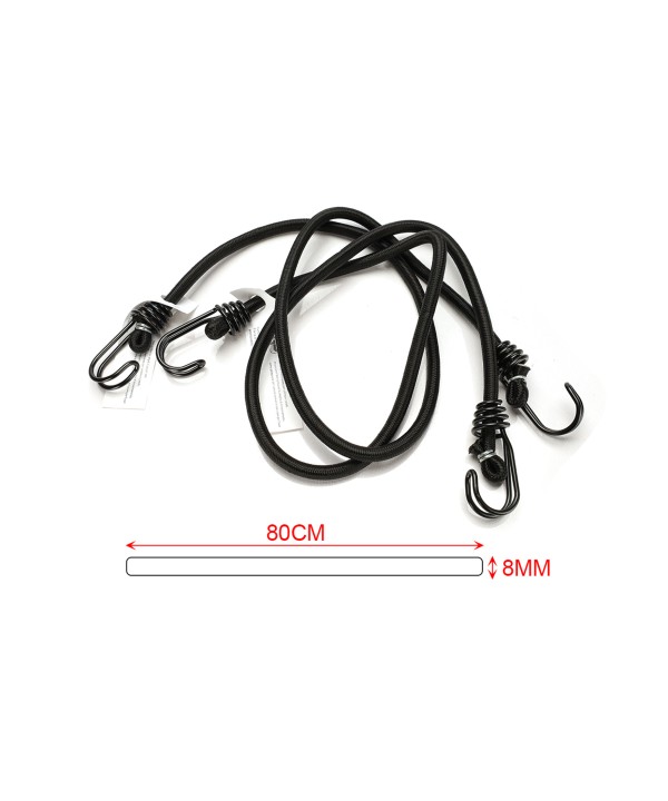 2pcs Corde Elastiche con Ganci in Metallo D8mm x 80cm Colori Assortiti