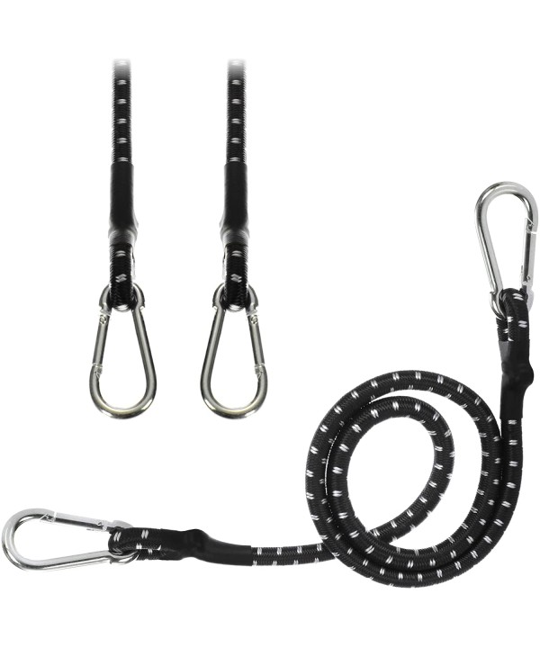 2pcs Corde Elastiche con Moschettoni in Acciaio D8mm x 80cm Colori Assortiti