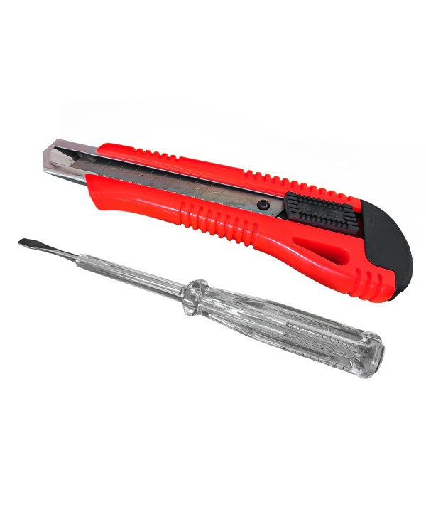 Cacciavite Giravite Cercafase A Taglio 4.5X170 Isolati 1000V Per Elettricista + Kit Taglierino Cutter Professionale 18mm Con Lama di Ricambio