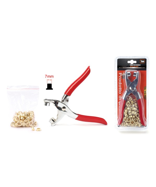 Pinza Per Occhielli 7mm Con 100 Occhielli